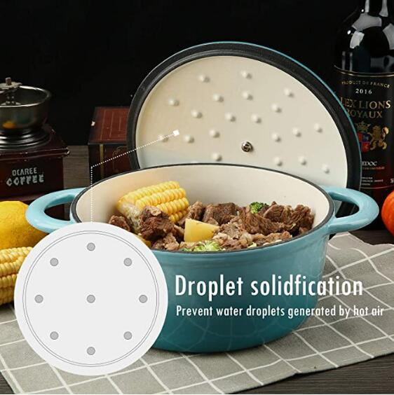 COOKWIN Enameled Cast Iron Dutch Oven with Self Basting Lid; Enamel Coated Cookware Pot 4.5QT