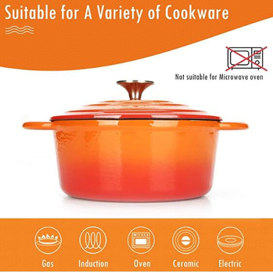 COOKWIN Enameled Cast Iron Dutch Oven with Self Basting Lid; Enamel Coated Cookware Pot 4.5QT