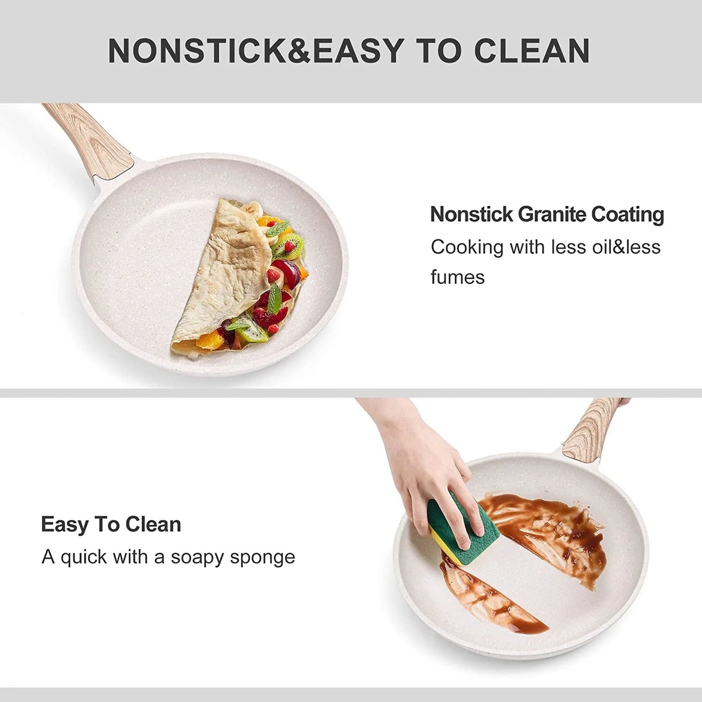 11 Pieces Pots and Pans Granite Stone Cookware Set Non Stick Pot Set, Nonstick Cooking Pots