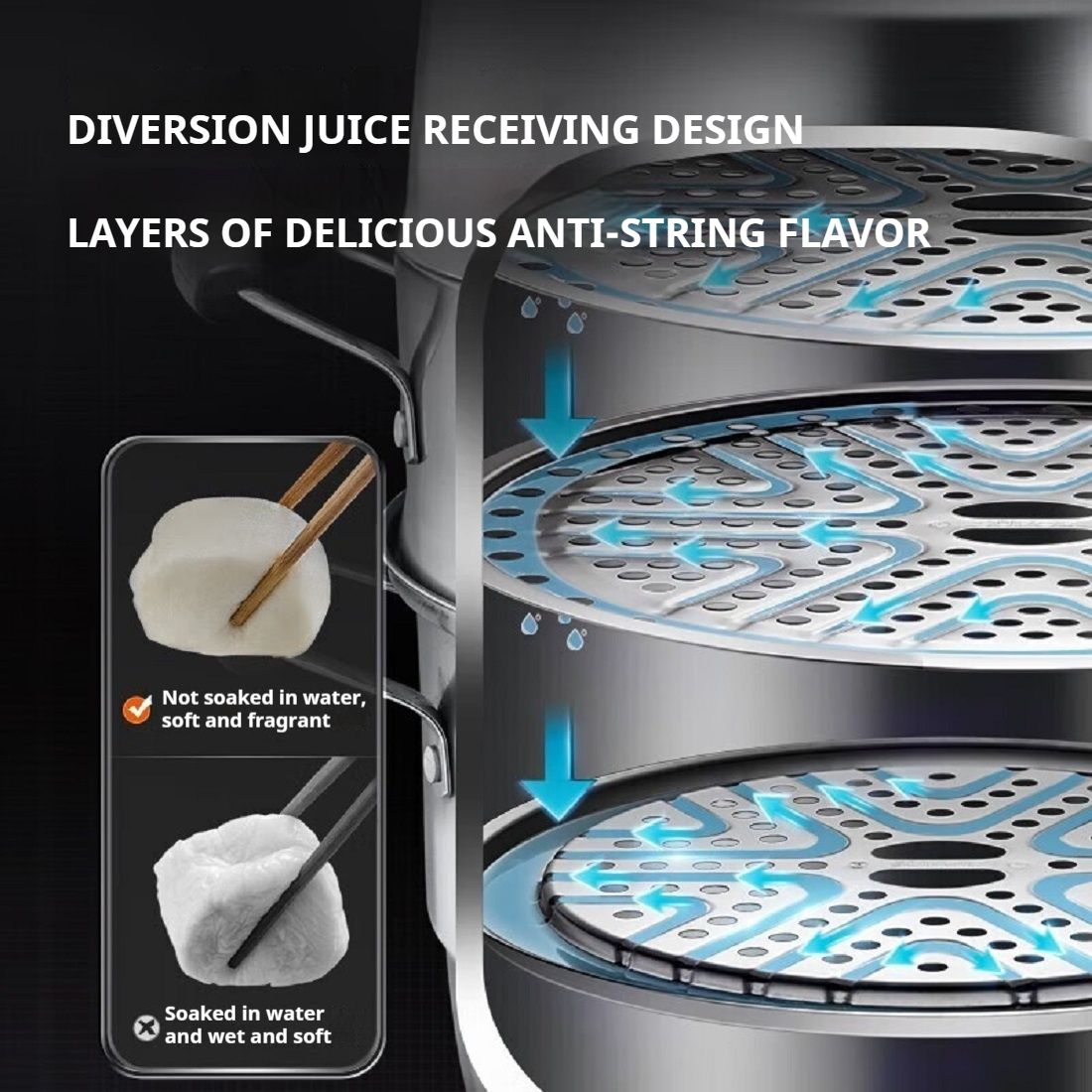 Steamer 304 Stainless Steel Pot Qiaoyi Take Thickened Stovetop Universal Steamer Steamer Drawer Household Steam Fish Pot Steamed Buns Pot SZ30VA1 Three layer 30cm Visible Cover Composite Bottom