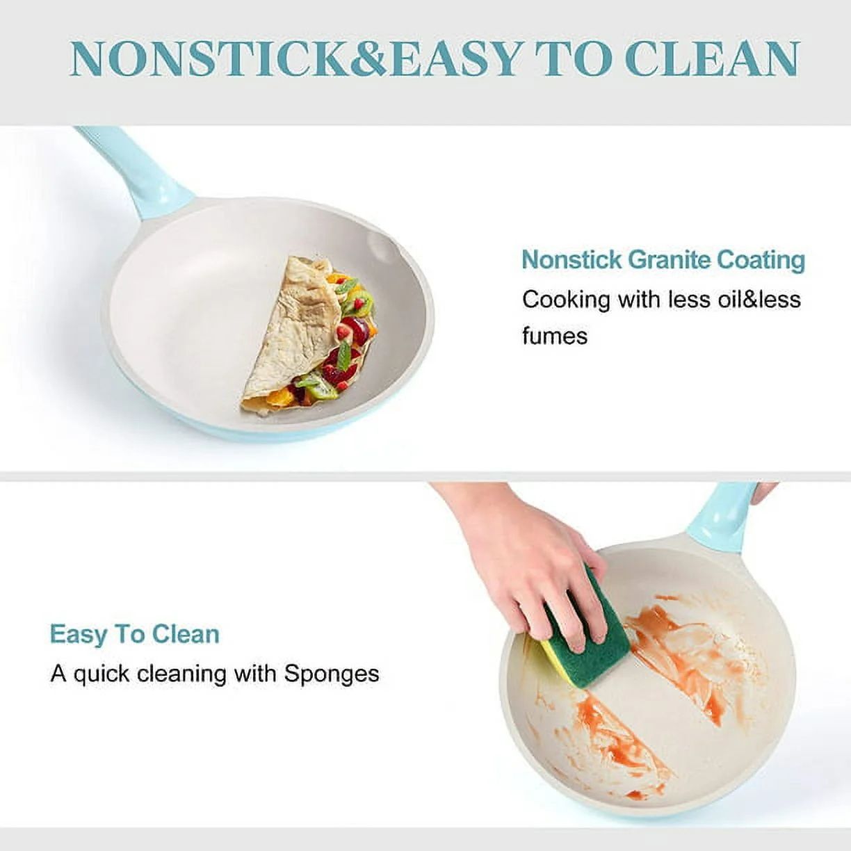11 Pieces Pots and Pans Granite Stone Cookware Set Non Stick Pot Set, Nonstick Cooking Pots