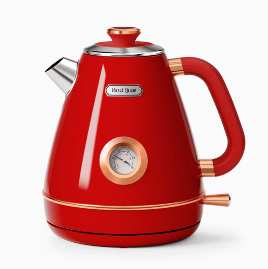1200W dark gray electric kettle retro water Thermograph dial LED automatic off lamp SUS304 Food grade 1.7L / 57.5 oz Dark gray quick boiling cordless without BPA automatic closed