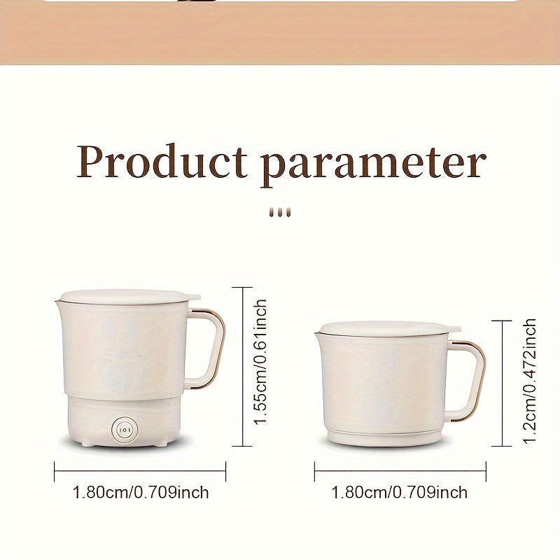 Portable Travel Kettle, Collapsible Electric Hot Pot, Mini Heating Cup with Insulation,  Dual Voltage,  Airplane & High-Speed Train Friendly, Small Size 6.88 inches tall,6.29/4.72 inches diameter
